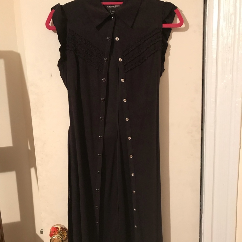 Black faux suede dress